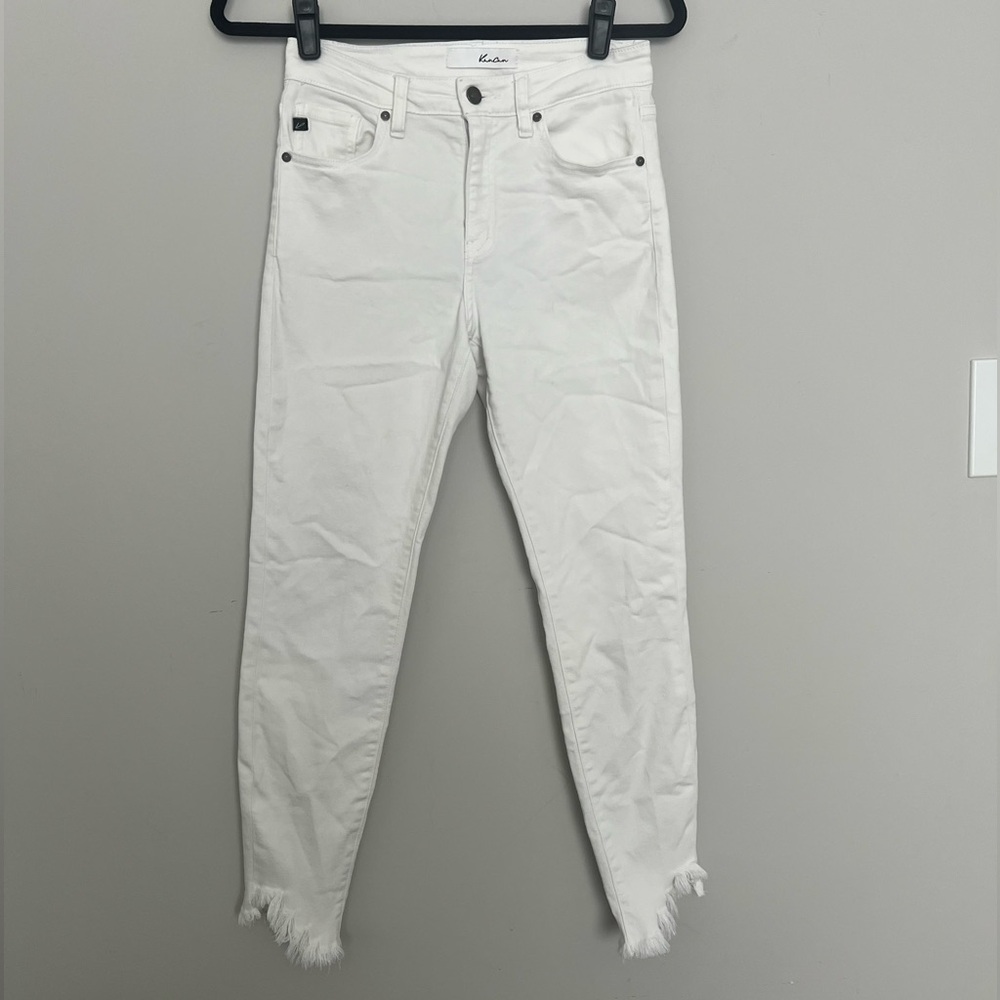 KanCan Jeans Womans 5 26 Estilo White Skinny Distressed Raw Hem Stretch Denim
